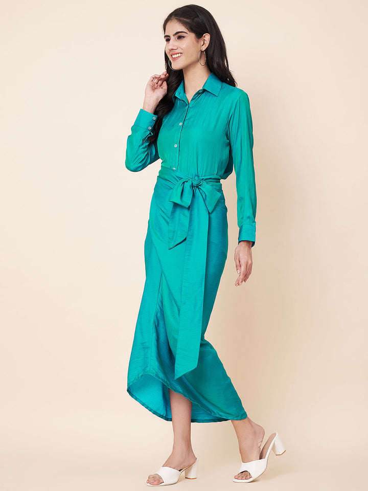 anokherang Combos Jade Green Wrap Skirt