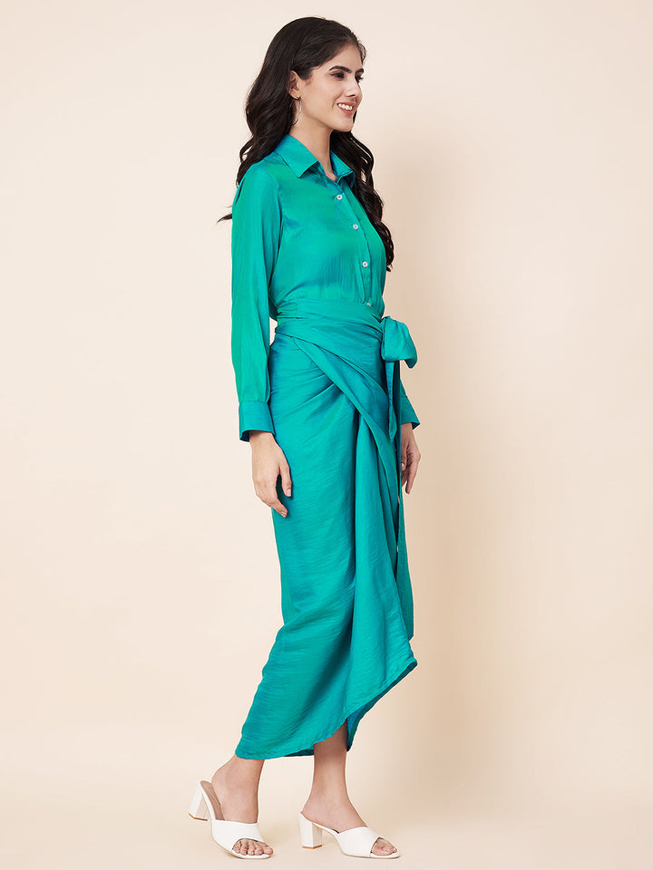 anokherang Combos Jade Green Wrap Skirt