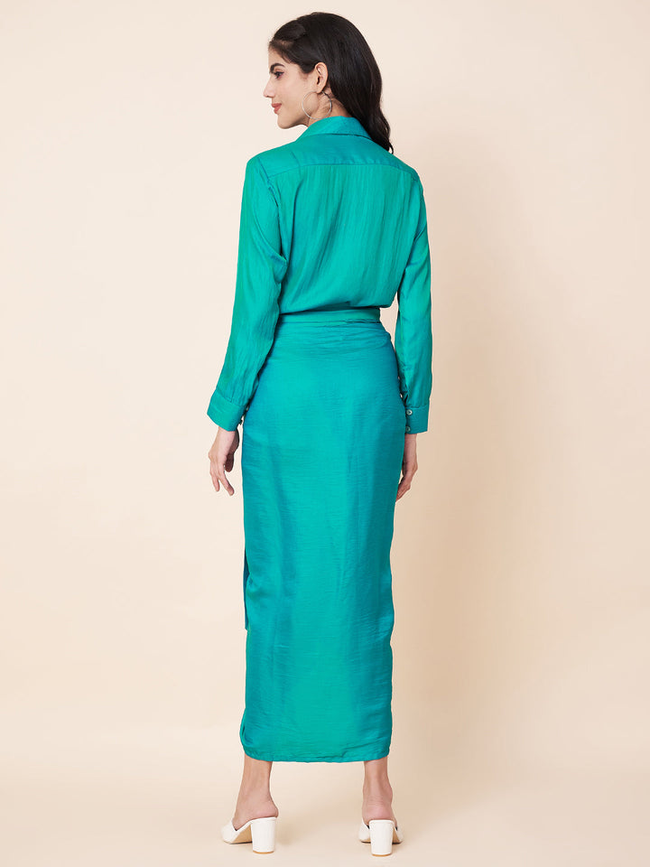 anokherang Combos Jade Green Wrap Skirt