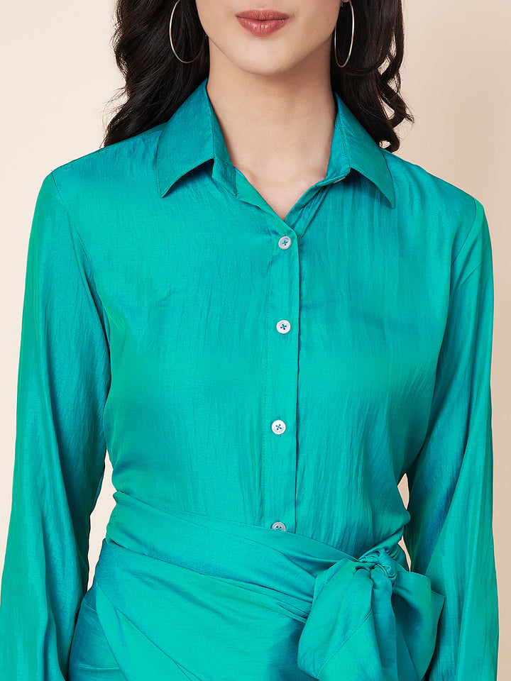 anokherang Combos Jade Green Wrap Skirt