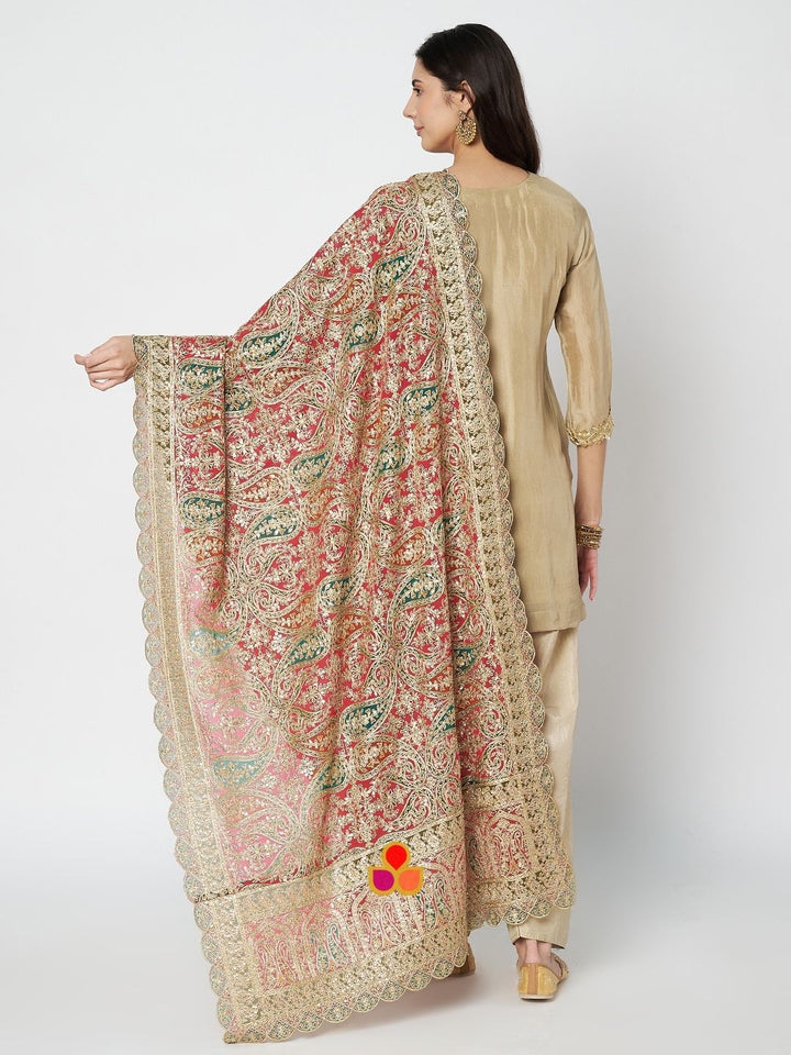 anokherang Combos Jugni Ivory Silk Straight Kurti with Salwar and Multicolor Embroidered Georgette Dupatta