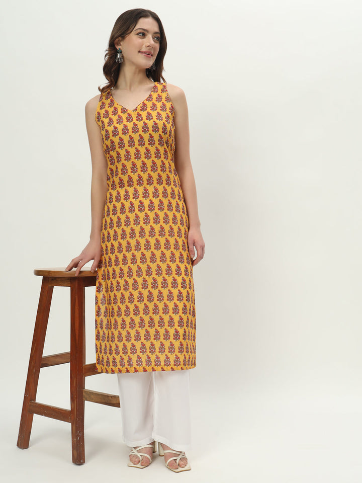 anokherang Combos Lemon Zest Cotton Kurti