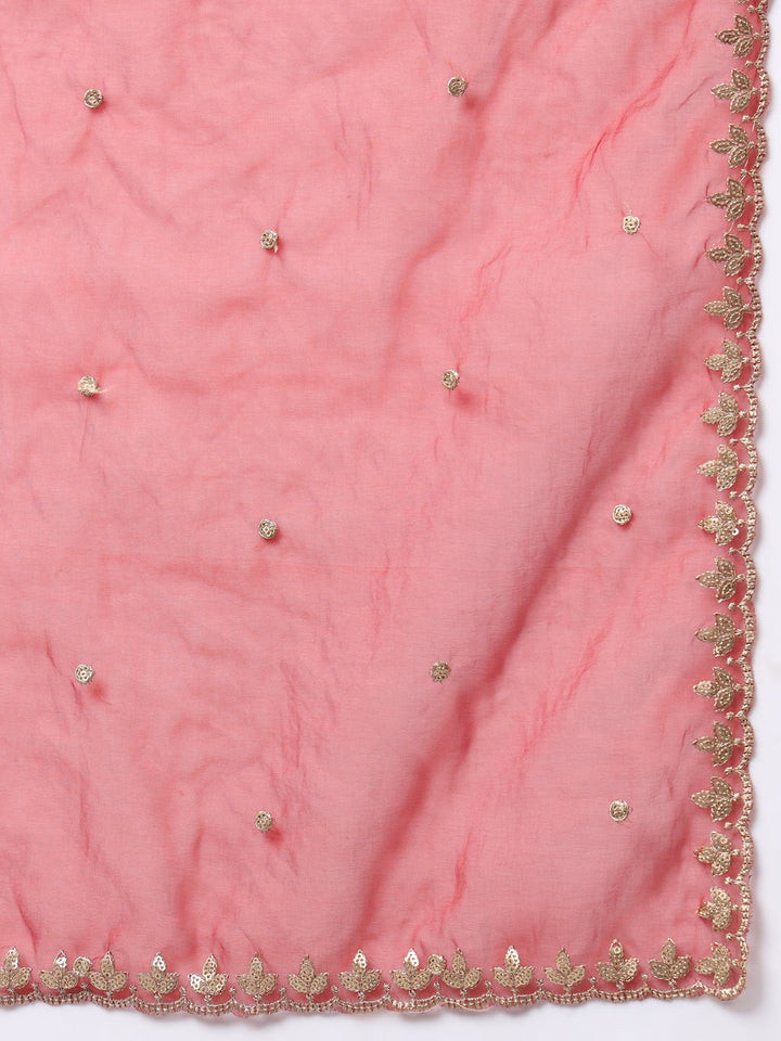 anokherang Combos Maroon Embroidered Straight Kurta with Straight Pants and Organza Embroidered Dupatta