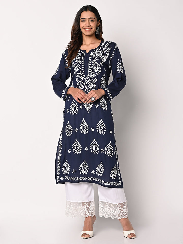 anokherang Combos Navy Blue Chikankari Kurti