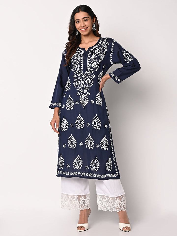 anokherang Combos Navy Blue Chikankari Kurti