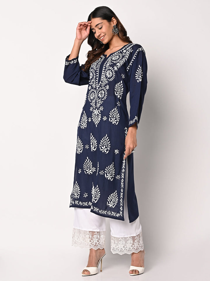 anokherang Combos Navy Blue Chikankari Kurti
