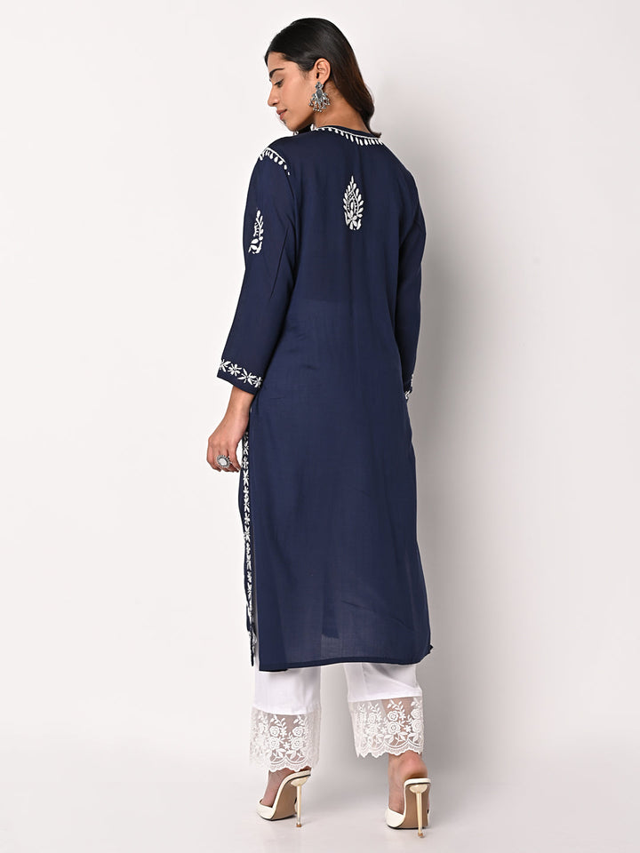 anokherang Combos Navy Blue Chikankari Kurti