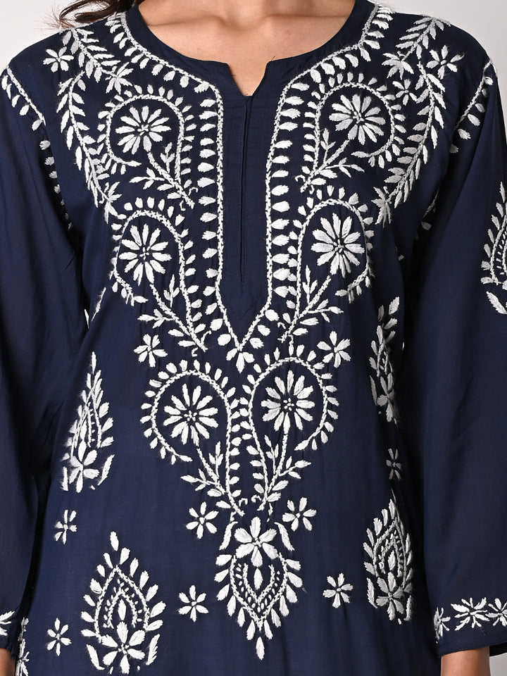 anokherang Combos Navy Blue Chikankari Kurti
