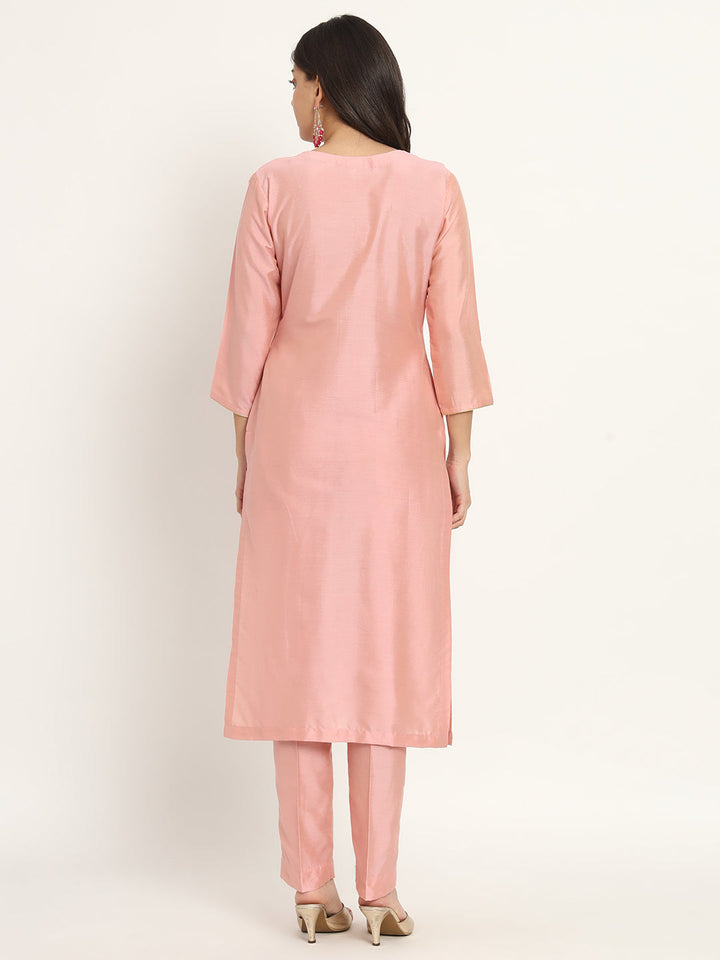 anokherang Combos Noor Peach Silk Kurti with Pants