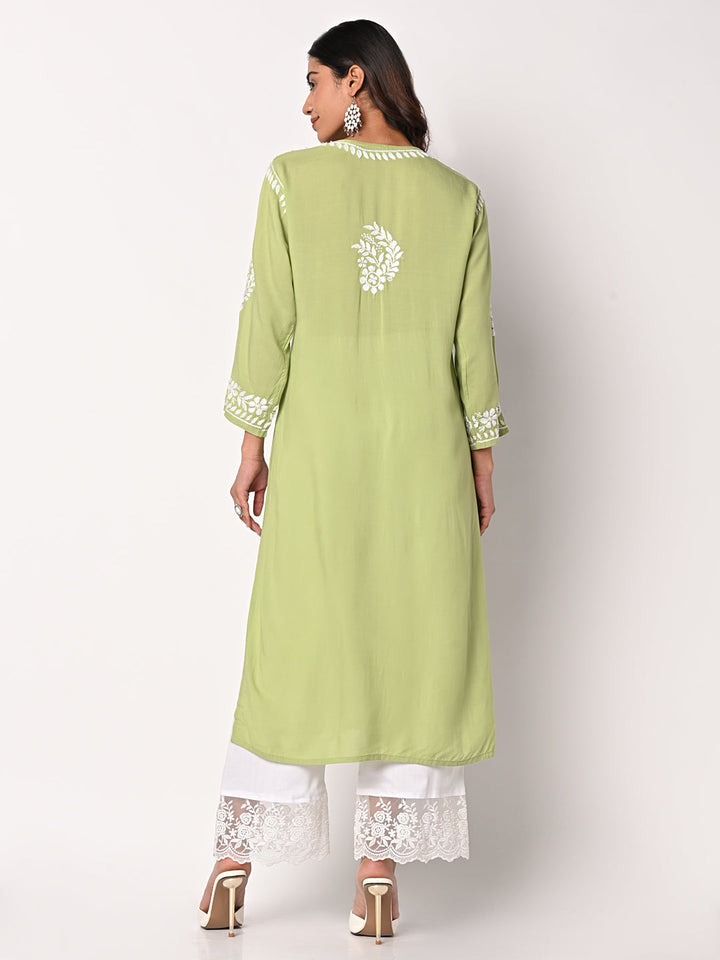 anokherang Combos Olive Green Chikankari Kurti