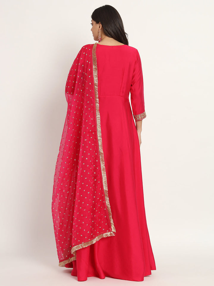 anokherang Combos Pakeeza Pink Silk Floorlength with Organza Dupatta