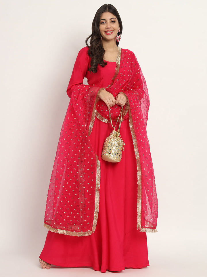 anokherang Combos Pakeeza Pink Silk Floorlength with Organza Dupatta