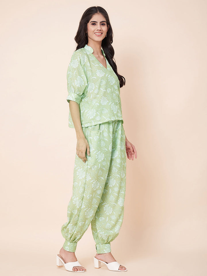 anokherang Combos Pastel Green Printed Jogger Pants