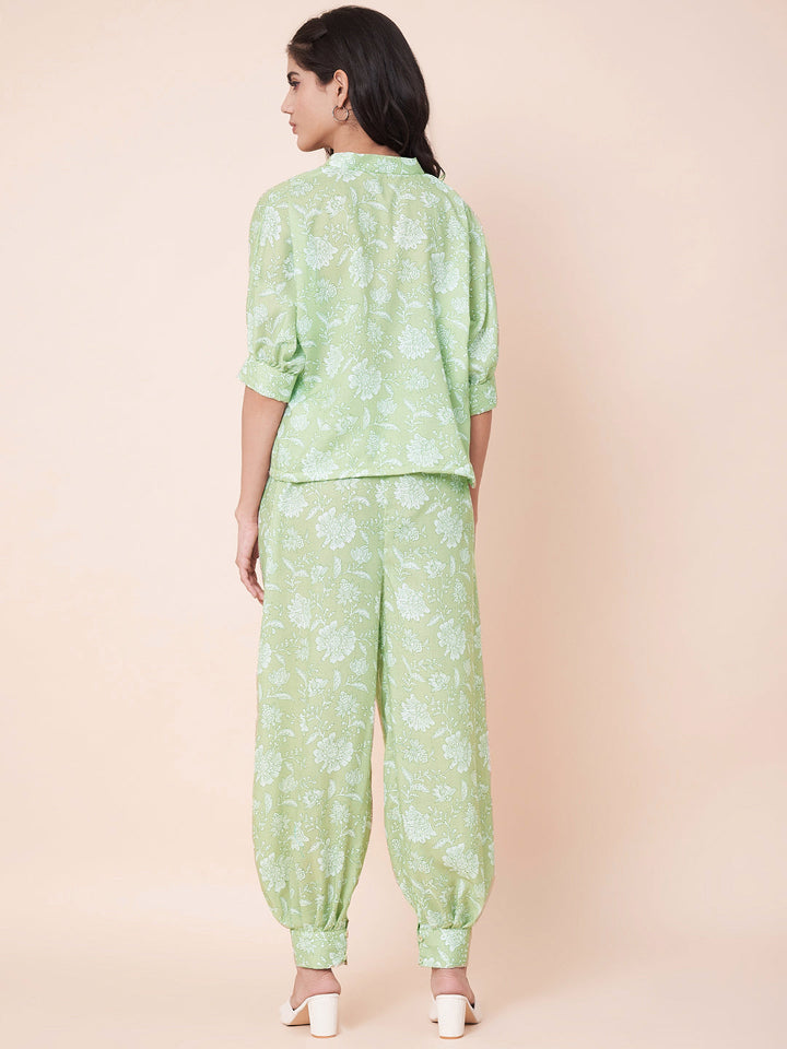 anokherang Combos Pastel Green Printed Jogger Pants