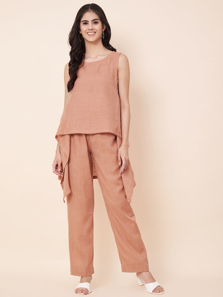 Peach Linen Top with Linen Palazzo – anokherang