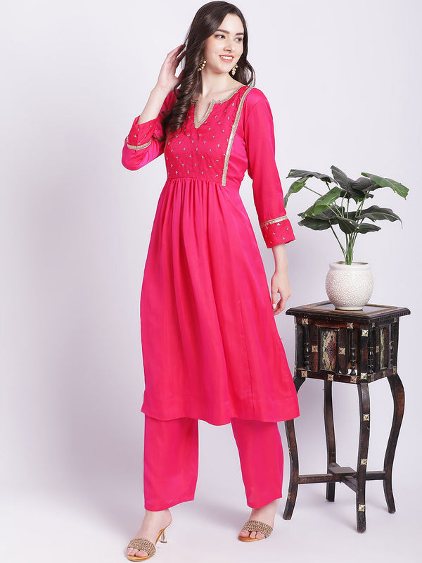 anokherang Combos Pink Punch A-Line Kurti