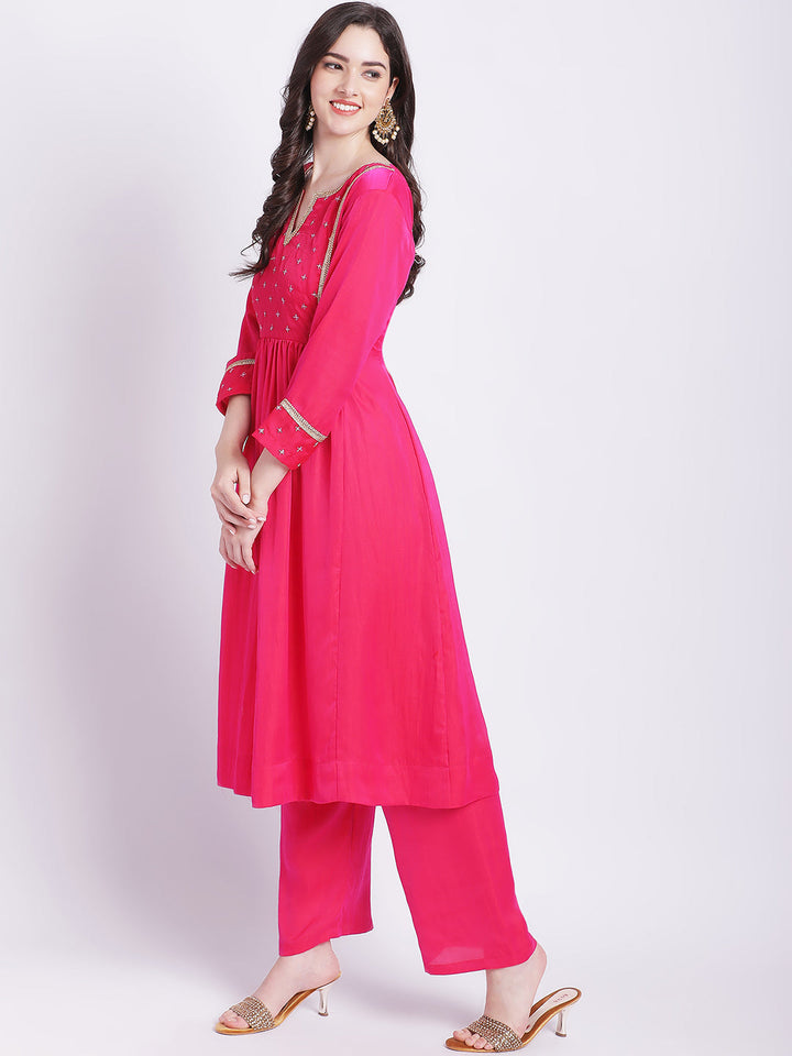 anokherang Combos Pink Punch A-Line Kurti