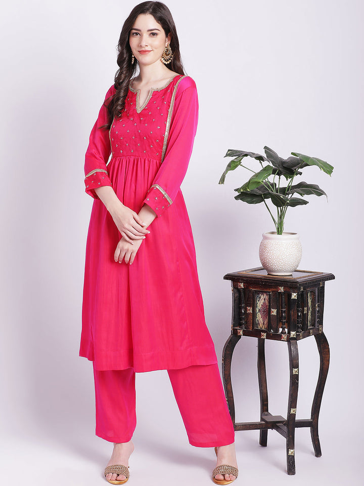 anokherang Combos Pink Punch A-Line Kurti