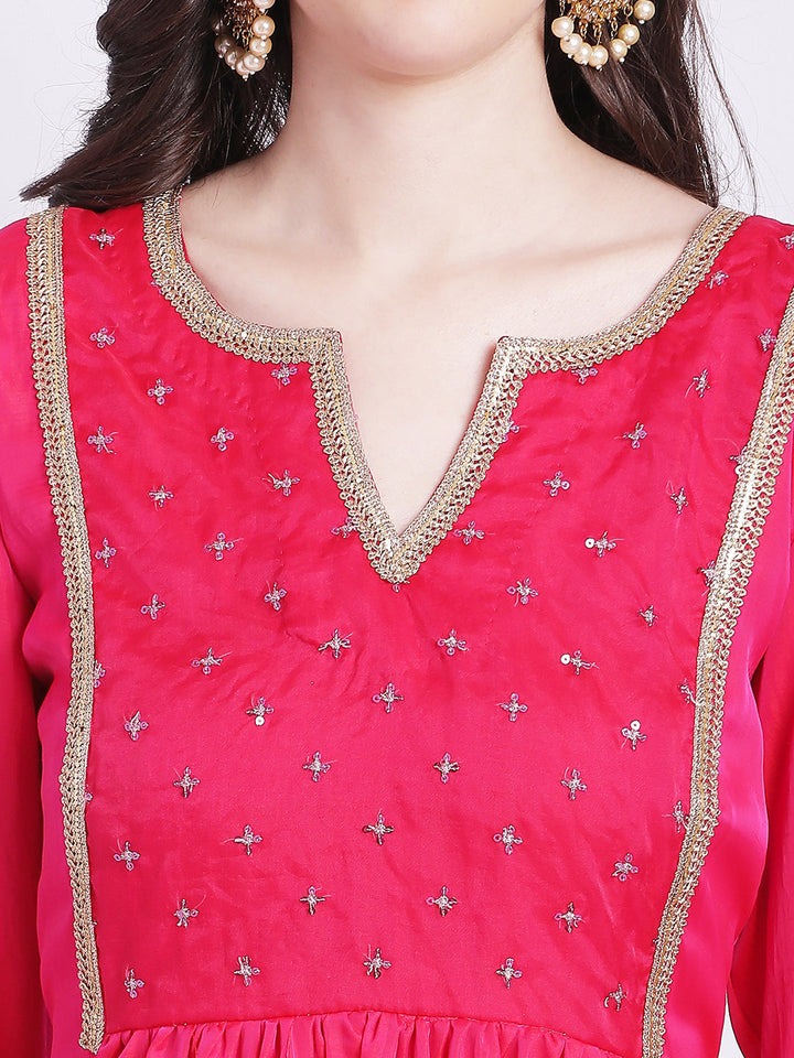 anokherang Combos Pink Punch A-Line Kurti