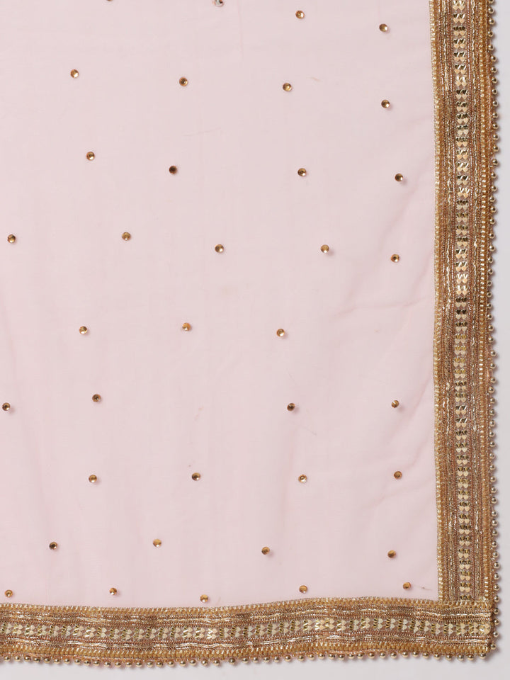 anokherang Combos Pink Royal Brocade Straight Kurti with Churidar and Net Stone Dupatta