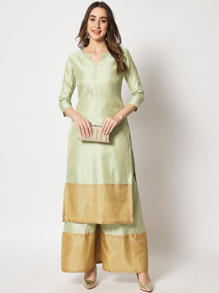 anokherang Combos Pista Royal Brocade Straight Kurti