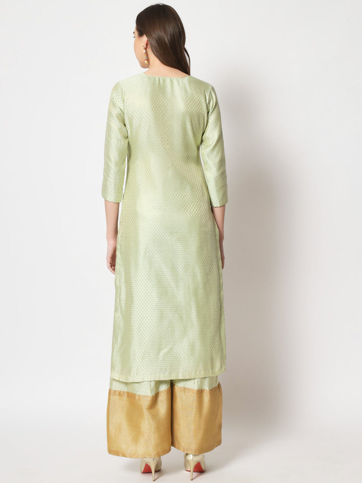 anokherang Combos Pista Royal Brocade Straight Kurti