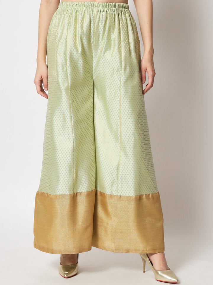 anokherang Combos Pista Royal Brocade Straight Kurti with Palazzo and Net Stone Dupatta