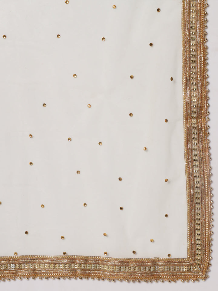 anokherang Combos Pista Royal Brocade Straight Kurti with Palazzo and Net Stone Dupatta