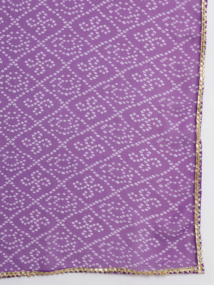 anokherang Combos Purple Georgette Anarkali with Palazzo and Dupatta