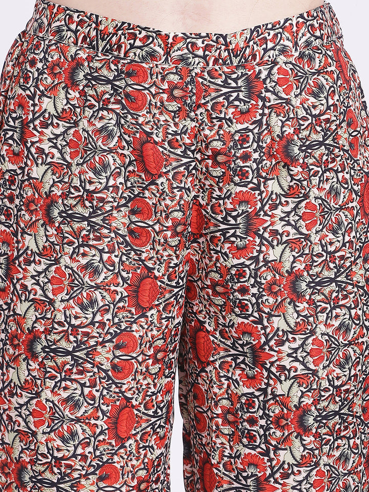 anokherang Combos Rust Maroon Printed Kurti with Straight Pants