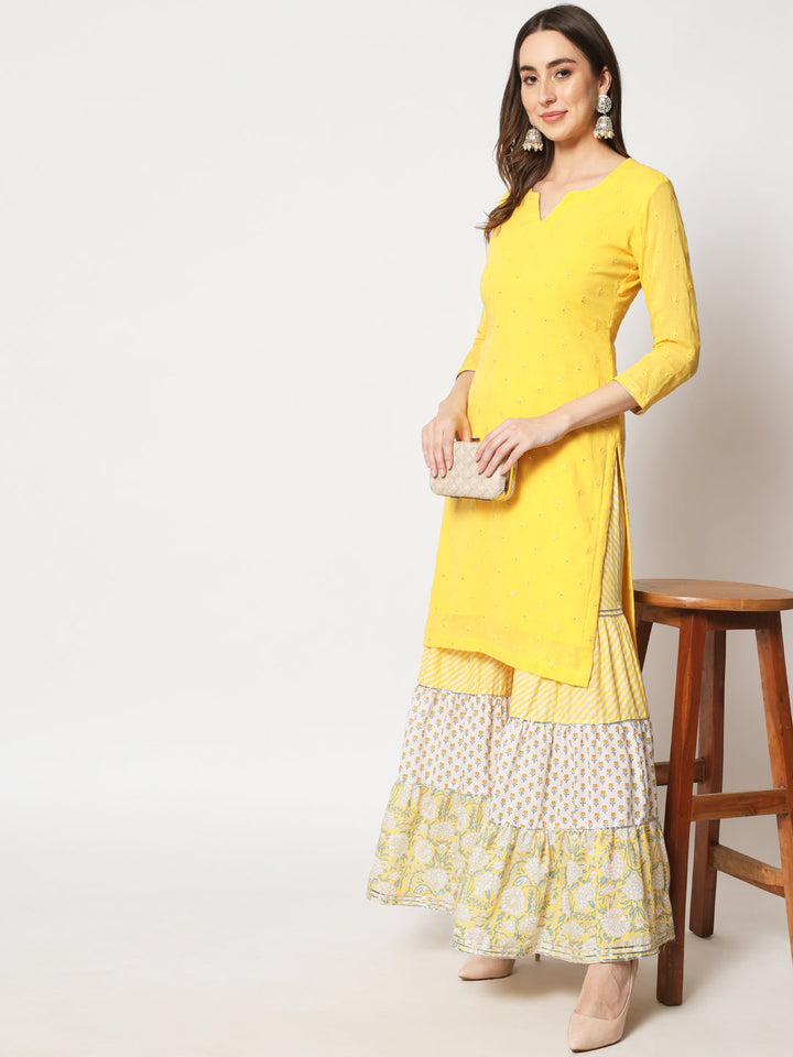 anokherang Combos Shades of Yellow Short Kurti