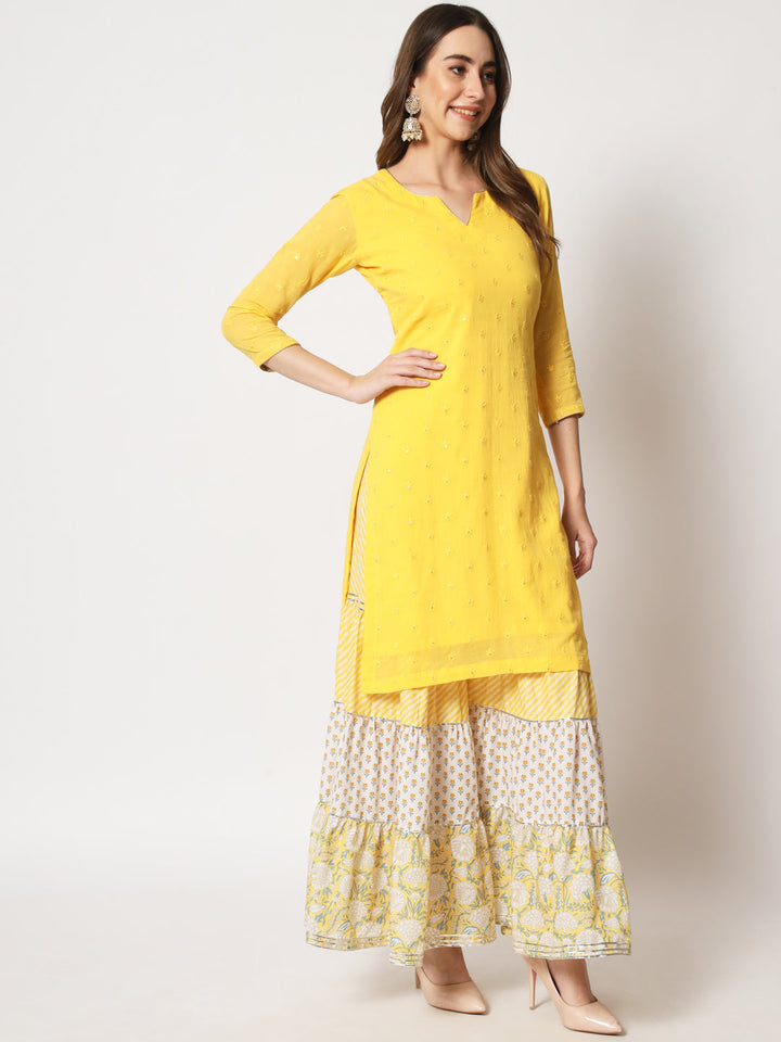 anokherang Combos Shades of Yellow Short Kurti