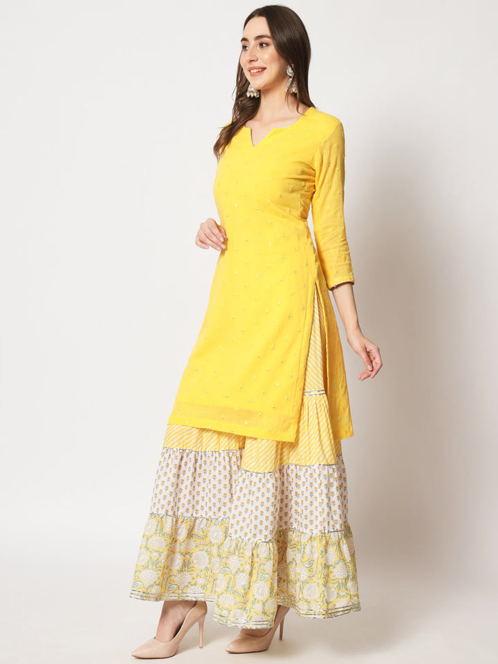 anokherang Combos Shades of Yellow Short Kurti