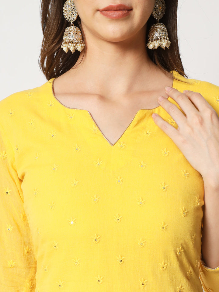 anokherang Combos Shades of Yellow Short Kurti