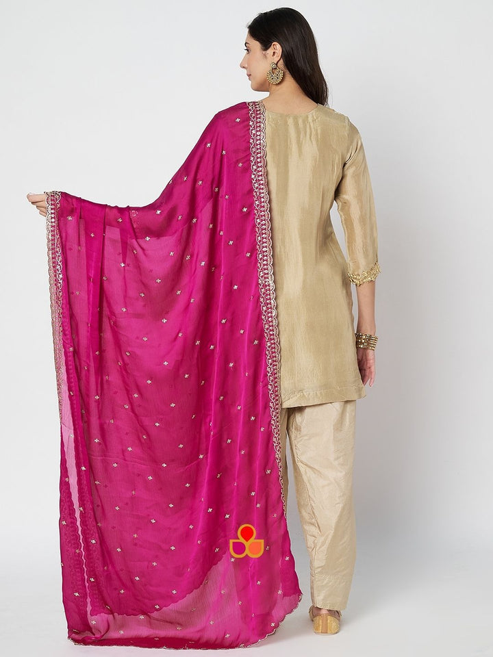 anokherang Combos Soft Ivory Silk Straight Kurta with Salwar and Embroidered Silk Dupatta
