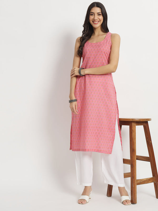 anokherang Combos Soft Pink Paradise Cotton kurti