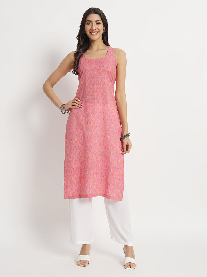 anokherang Combos Soft Pink Paradise Cotton kurti