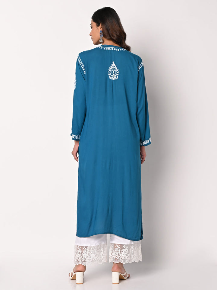 anokherang Combos Teal Chikankari Kurti