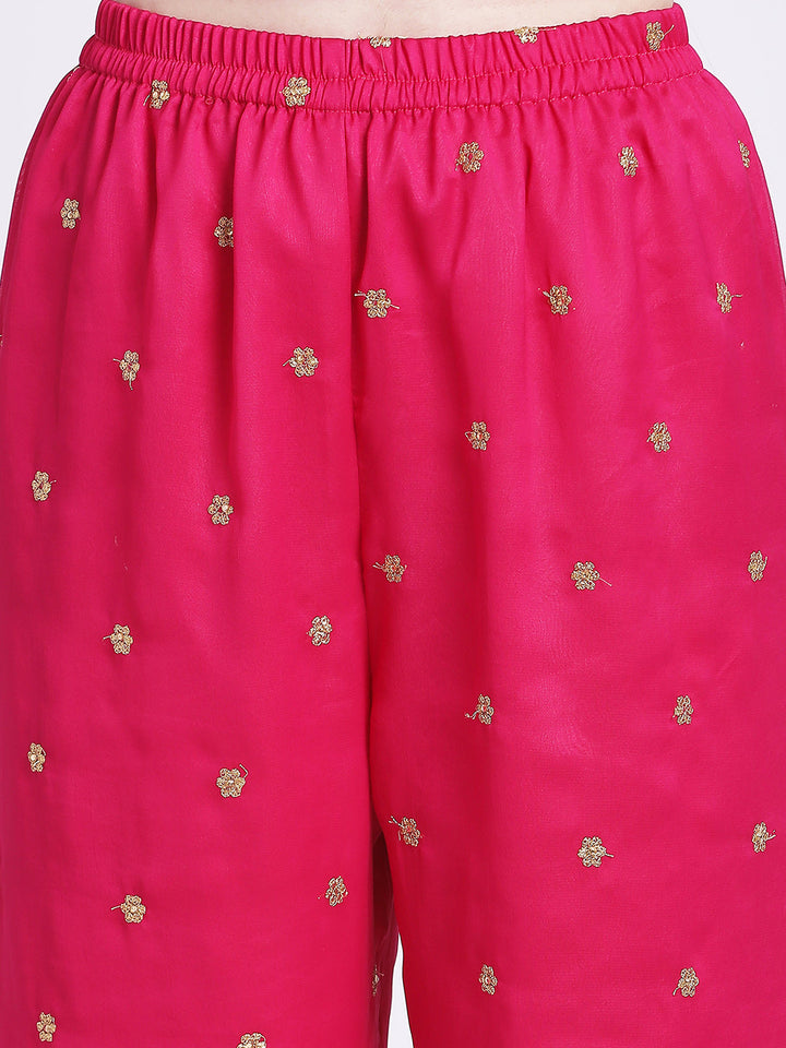 anokherang Combos Traditional Pink Butti Kurti with Straight Palazzo