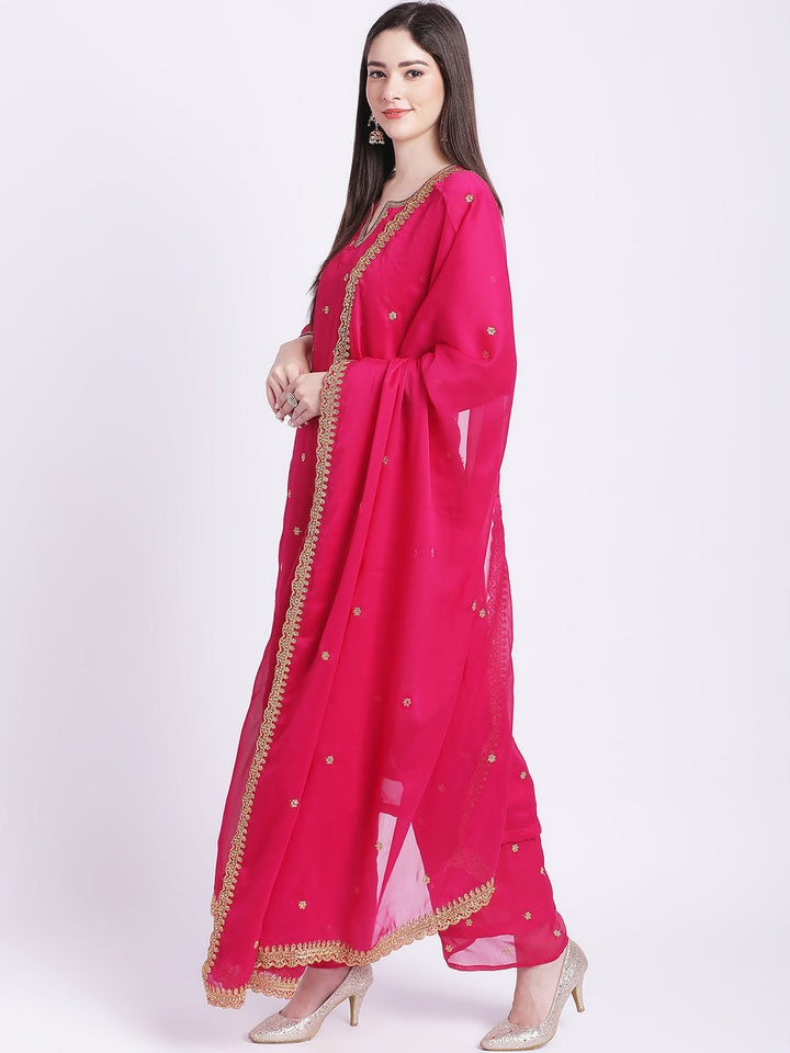 anokherang Combos Traditional Pink Butti Kurti with Straight Palazzo