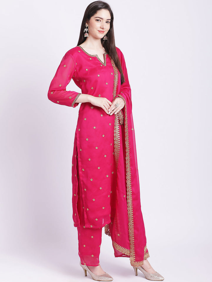 anokherang Combos Traditional Pink Butti Kurti with Straight Palazzo
