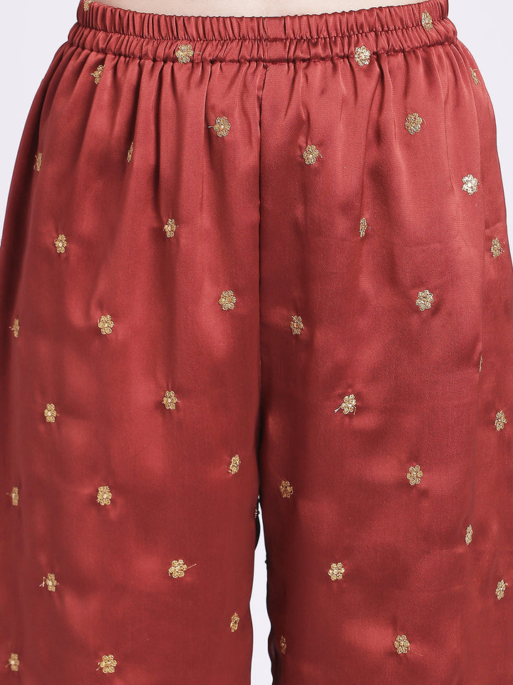 anokherang Combos Traditional Rust All over with Straight Palazzo