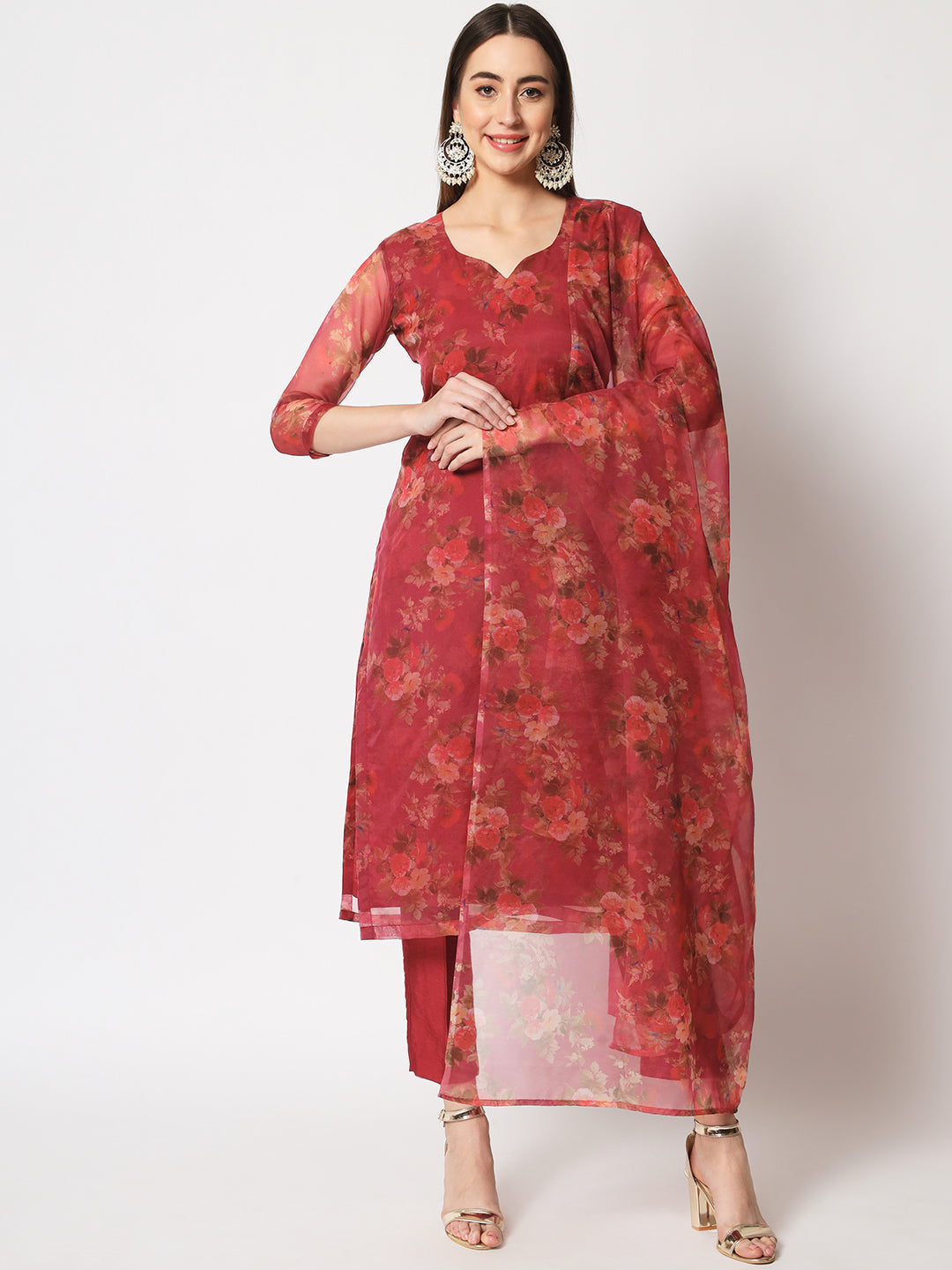 Beautiful cotton printed kurta pant and dupatta set | Long sleeve dress,  Clothes for women, Printed kurti