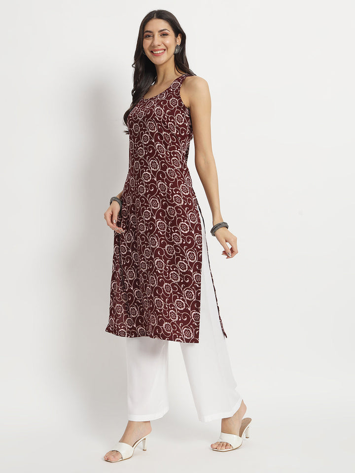 anokherang Combos Wine Wonders Sleeveless Kurti