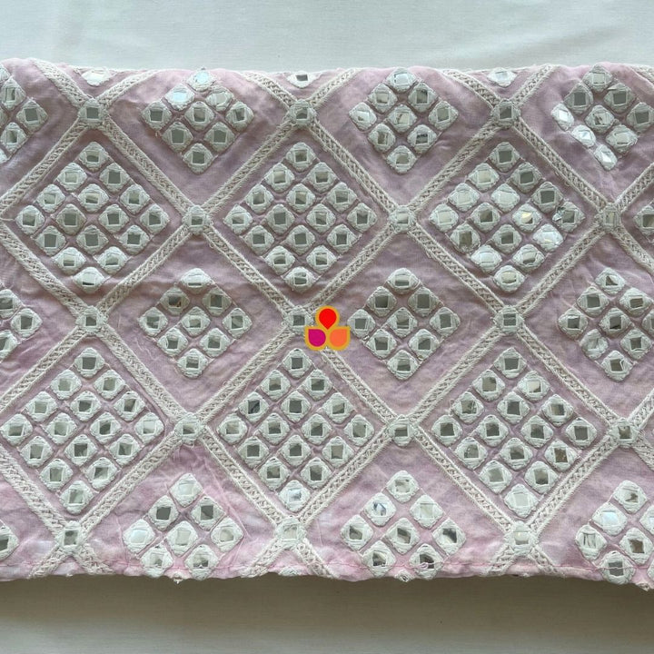 anokherang Dupattas Baby Pink Chikankari Mirrorwork  Georgette Stole