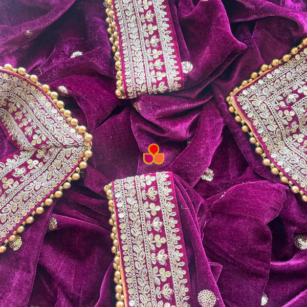anokherang Dupattas Bridal Afsana Wine Embroidered Sequin Velvet Dupatta