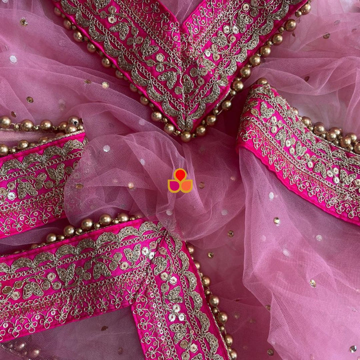 anokherang Dupattas Bridal Baby Pink Stone Net Dupatta