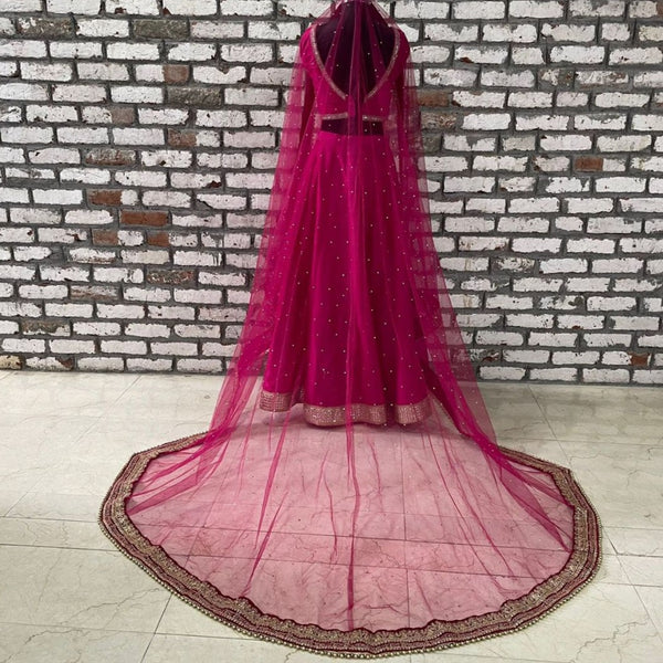 anokherang Dupattas Bridal Beauty Pink Trail Stone Saubhaugyavati Net Dupatta