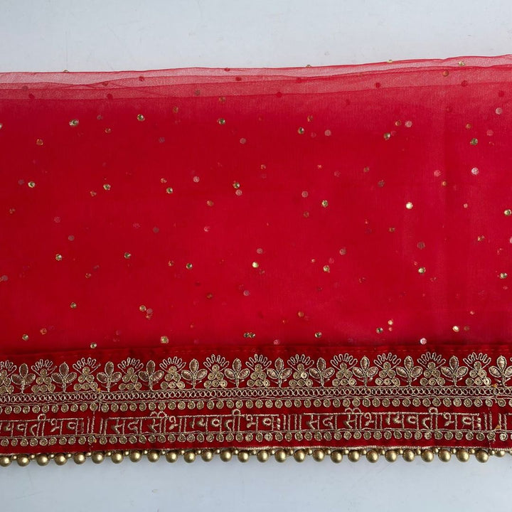 anokherang Dupattas Bridal Beauty Red Stone Saubhaugyavati Net Dupatta