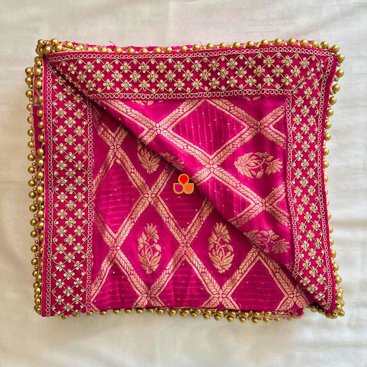 anokherang Dupattas Bridal Gulmohar Pink Embroidered Georgette Dupatta